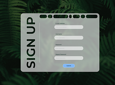 Sign Up Screen dailyui design figma glassmorphism signup ui