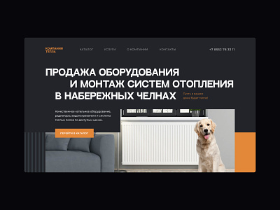 Heating Systems E-commerce Website Concept black and orange dark theme ecommerce design hero image typography web typography webdesign website concept