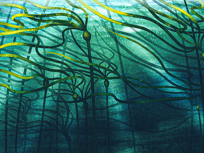 Beer Project - Unused Concept 2 alcohol beer brewing bull digital painting illustration kelp label ocean pnw procreate seaweed underwater water