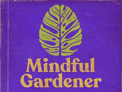 Mindful Gardener 2d brain branding deliciosa garden gardener horticulture houseplant icon leaf leaves logo logomark logotype monstera philodendron plant podcast retro split leaf