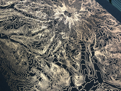 Copper Foil Topographic Rainier copper foil foiling map mountain poster print printmaking rainier seattle topo topographic washington