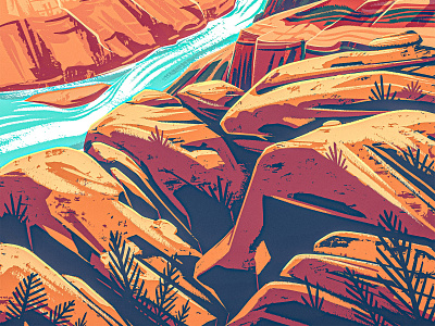 Canyon 2d arizona boulder canyon canyonlands desert digital painting gorge illustration landscape national park procreate river rock southwest stone western works progress administration wpa