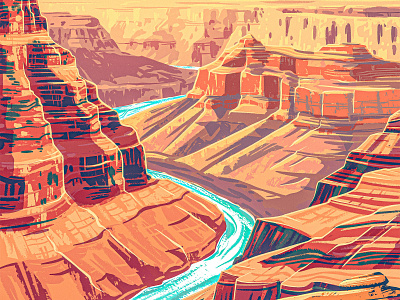 Canyon 2d arizona boulder canyon desert digital painting gorge grand illustraion national nps park procreate rock southwest stone western wpa