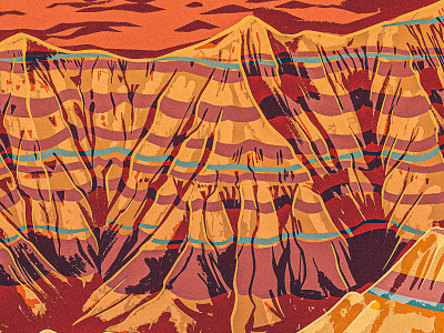Badlands 2d badlands desert digital painting formation illustration national park poster procreate retro rock south dakota stone travel vintage western works progress administration wpa