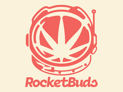 RocketBuds 2d astronaut brand branding bud cannabis design helmet logo logotype marijuana nasa pot rocket shuttle space typography weed