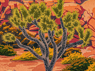 Joshua Tree 2d desert digital painting illustration joshua landscape national nps park poster procreate retro rock southwest travel tree vintage western works progress administration wpa