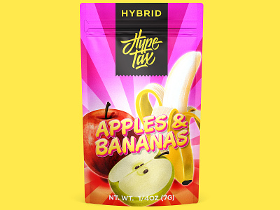 Hype Tax: Apples and Bananas 2d apple bag banana branding cannabis design digital painting fruit illustration label marijuana mylar package packaging pot pouch procreate weed