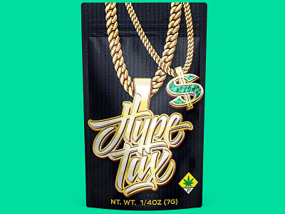 Hype Tax: Generic 2d bling branding cannabis chain design diamond digital painting gemstone gold illustration label logo marijuana mylar necklace packaging pendant pouch weed