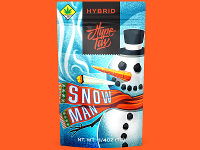 Hype Tax: Snow Man 2d branding cannabis christmas design digital painting illustration marijuana mylar packaging pouch procreate snow snow man weed winter