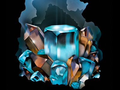 Crystal Cluster aquamarine cluster crystal gradient mesh illustration illustrator mineral quartz vector