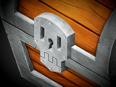 Treasure Chest: Part 2 chest cintiq digital painting illustration isometric metal skull treasure wacom wood