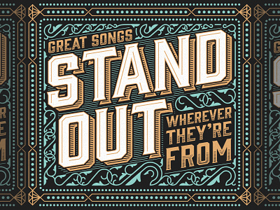 Great Songs Stand Out filigree letters ornament scroll songs type typography