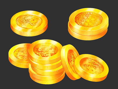 Gold Coins cintiq coin dabloon gold illustration isometric metal money treasure wacom