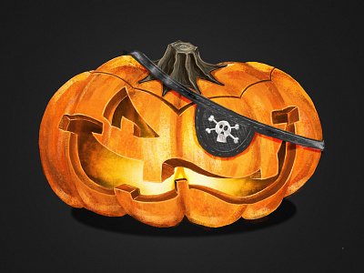 Pirate Pumpkin cintiq digital painting eyepatch halloween holiday illustration pirate pumpkin wacom