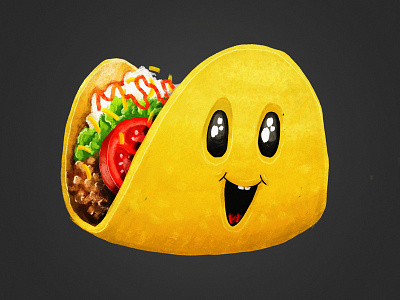 Semi-Kawaii Taco character cintiq food illustration kawaii lettuce mexican taco tomato wacom