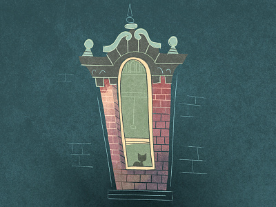 Window Study (50s Style) 50s 60s animation building cat illustration miod century window