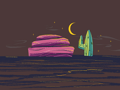 Git Along, Little Cactus apple pencil cactus desert illustration ipad moon procreate rock western