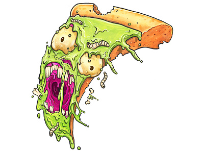 Pizza Playoff: Zombie Slice digital painting food horror illustration monster pizza playoff procreate zombie