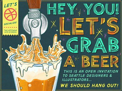 Let's Grab a Beer! 2d beer digital painting drawing editorial food illustration ipad lettering procreate type typography