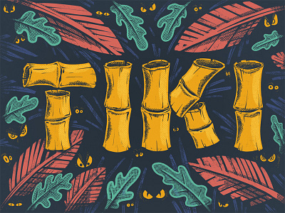 TIKI 2d bamboo digital painting illustration lettering letters monsters procreate tiki type typography