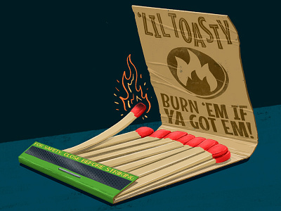 'Lil Toasty Matchbook 2d digital painting illustration match matchbook matches packaging procreate toasty vintage