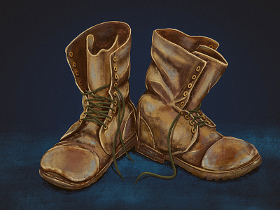 Fisherman's Boots .digital painting 2d boots illustration leather painting procreate still life