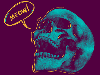 Meow 2d apple pencil bones drawing illustration ipad pro procreate skeleton skull