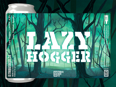 Tribus Beer Co - Lazy Hogger beer brewery brewing can digital painting forest hazy illustration ipad pro label lager landscape packaging pint procreate spooky spoopy trees