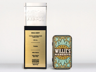 Gold ADDY addy american advertising award award cannabis design joint marijuana packaging seattle tin weed