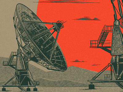 Radio Telescopes 2d desert digital painting dish drawing illustration ipad pro landscape procreate radio satellite sketch space telescope