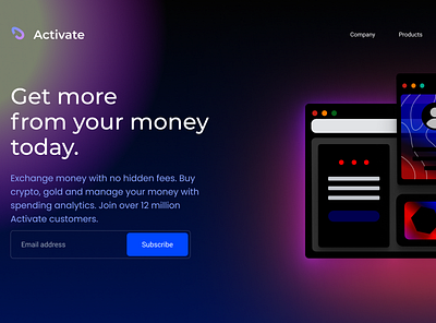 Activate landing page design fintech productdesign typography ui design uiux uiuxdesign uiuxdesigner ux