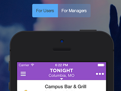 Nightlife Web Features: "For Users" ios mobile nightlife web design