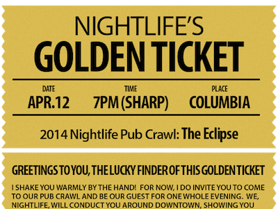 Nightlife Golden Ticket nightlife ticket design
