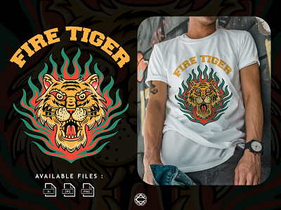 FIRE TIGER apparel appareldesign clothing clothingbrand clothingdesign illustration merchandise merchandisedesign merchillustration oldschool t shirtdesign teedesign