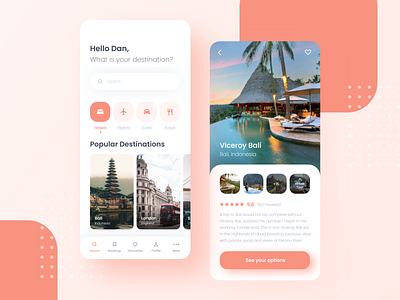 Travel/Hotel & Flight Booking App app app design app ui bali bootstrap dailyui design e commerce ecommerce holiday travel travel app travelling ui web website