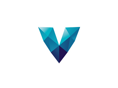 Vierhout Symbol blue gradient logo monogram polygon v