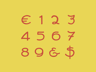 Glyphs of New Font ampersand dollar euro font numbers