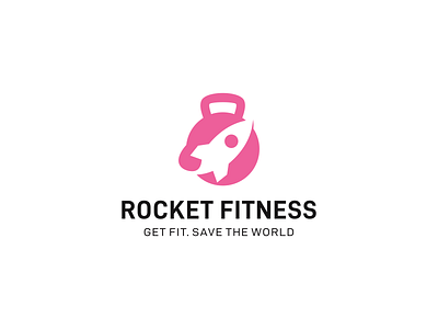 Rocket Fitness logo abstract logo barbell combination logo creative logo fitness logo logodesign negative space logo rocket