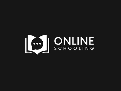 Online schooling logo concept abstract logo book chat combination logo creative logo logo logodesign logomaker logotype modern negative space logo online school technology