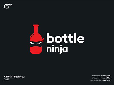 Bottle ninja logo concept