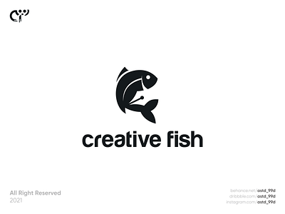 creative fish logo abstract logo combination logo creative logo dualmeaning fish fish logo inspiration logo logoawesome logodesign logomaker logotype modern negative space logo pen
