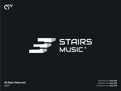 stairs music logo concept abstract logo combination logo creative logo dualmeaning logo logoawesome logodesign logomaker logotype modern music negative space logo piano logo stairs