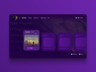 "Purple Haze" Game UI Concept brazilian console design game gameui minimal ui ux