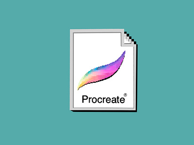 Procreate in pixel style app design logo retro
