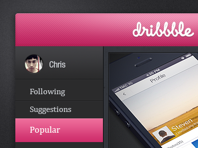 Dribbble_Black app dribbble list picture ui