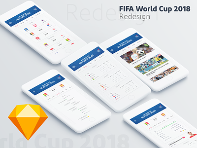 FIFA World Cup 2018 App Redesign android app fifa freebie ios mobile redesign sketch soccer sport uplabs world cup