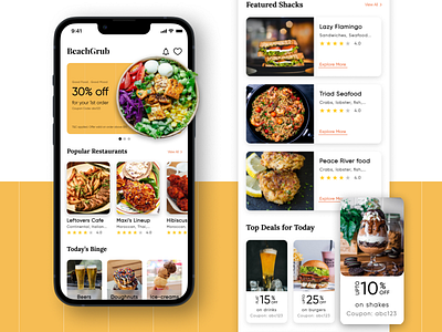 Food Delivery App🌭 application beachapp dashboard design foodapp foodapphomescreen foodapplication fooddeliveryapp homescreen mealsonbeach ui