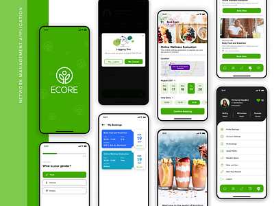 Network Management App app design ecore event booking green logout network management network management app profile splash screen successful event ui ui experience