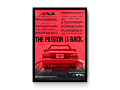 Toyota MR2 MK1 Vintage Ad Poster