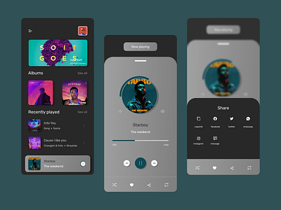 Music player with social share icons